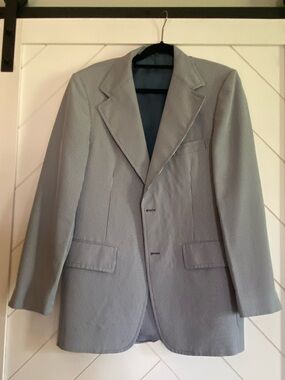 Men's Gray Sear Sucker Blazer - Lightweight Tailored Jacket